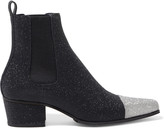 Thumbnail for your product : Balmain Two-tone Glittered Leather Ankle Boots