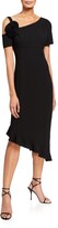 Thumbnail for your product : Shani Asymmetric Short-Sleeve Flounce-Hem Crepe Dress