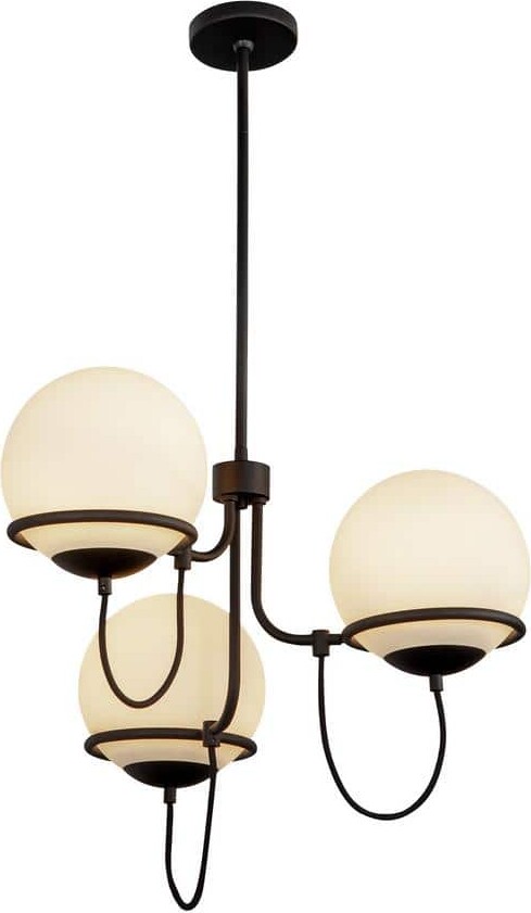 ALORA MOOD Alba 23 in. 3 Light 60-Watt Matte Black/Opal Glass Chandelier
