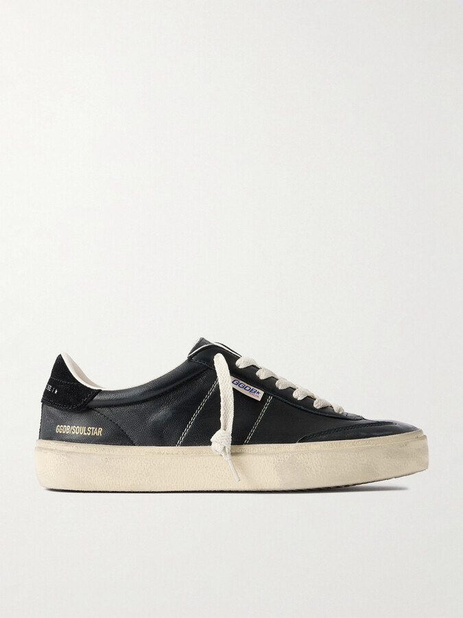 Golden Goose Soul-Star Suede-Trimmed Distressed Leather Sneakers