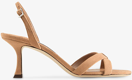 Jimmy Choo Womens Toffee Elsy 70 Suede Heeled Sandals Eur 39.5 / 6.5 Uk Women
