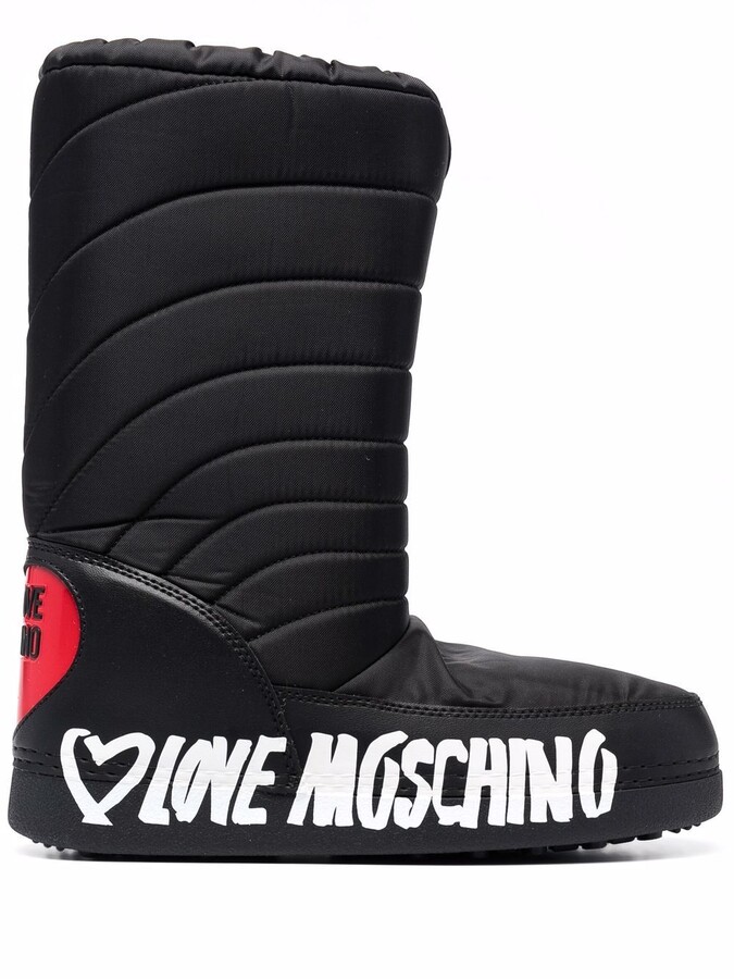 Love Moschino Logo Print Padded Boots - ShopStyle