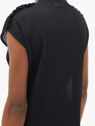 Jil Sander Translucent Plisse-jersey Dress - Black