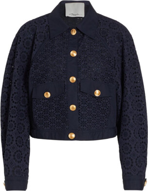 Broderie Anglaise Moto Jacket in MIDNIGHT