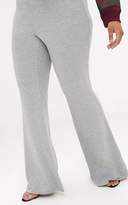 Thumbnail for your product : PrettyLittleThing Plus Grey Marl Basic Flared Trousers