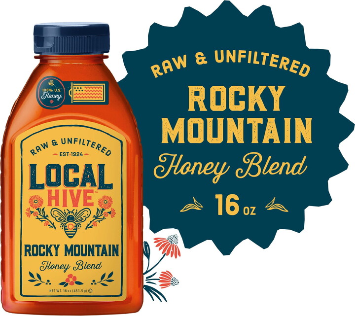 Local Hive, Raw & Unfiltered, 100% U.S. Rocky Mountain Honey Blend, 16 oz Bottle