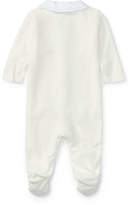 Thumbnail for your product : Ralph Lauren Childrenswear Peter Pan Collar Velour Footie Pajamas, White, Size Newborn-9 Months