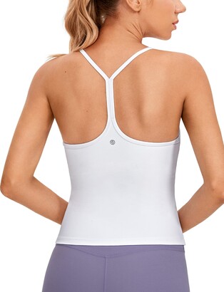 CRZ YOGA Seamless Workout Tank Tops for Women Racerback Athletic Camisole  Sports Shirts with Built in Bra