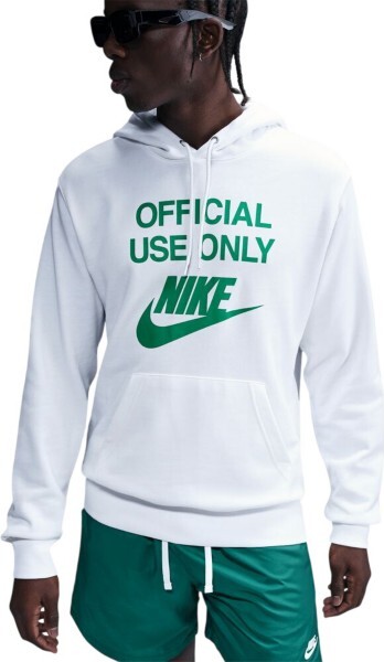 Men's Nike Sportswear Club French Terry Hoodie XLarge White/White/Stadium Green