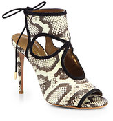 Thumbnail for your product : Aquazzura Sexy Thing Snakeskin Cutout Sandals