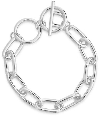 Sterling Forever White Rhodium-Plated Link Toggle Bracelet