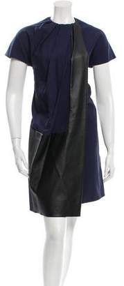 Celine Shift Vegan Leather-Accented Dress