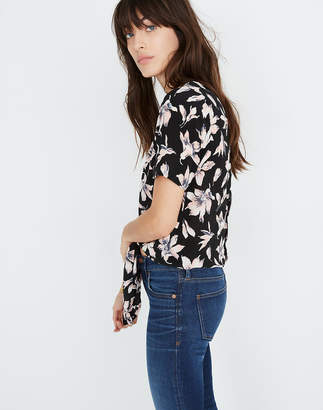 Madewell Silk Button-Back Tie Tee in Winter Orchid