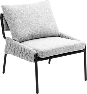 Red Barrel Studio Bedroom Modern Chair In Grey With Elegant Braided Upholstery And Metal Base Foam Cushioned Seat