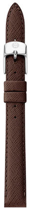 Michele Saffiano Leather Watch Strap, Brown