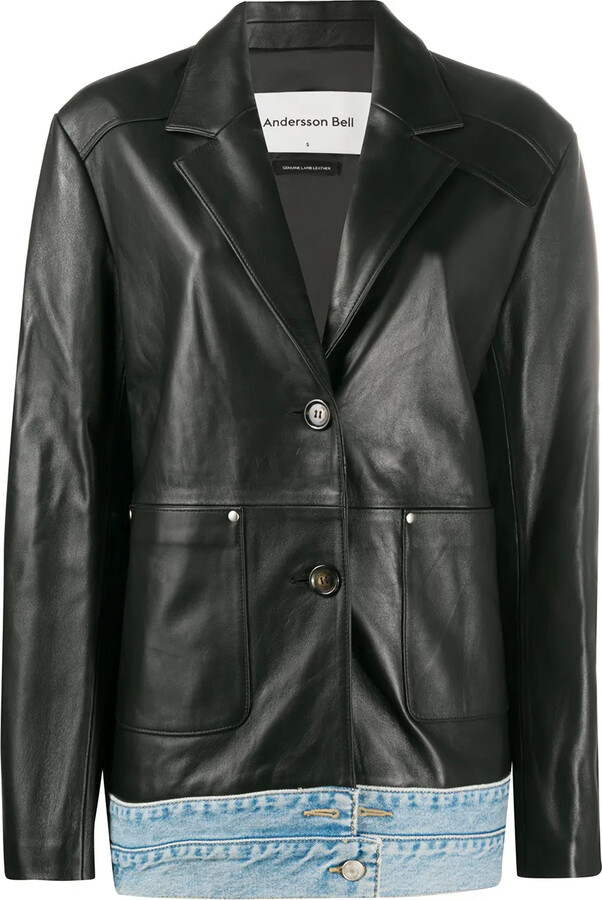 ANDERSSON BELL Molly Denim Layered Leather Jacket