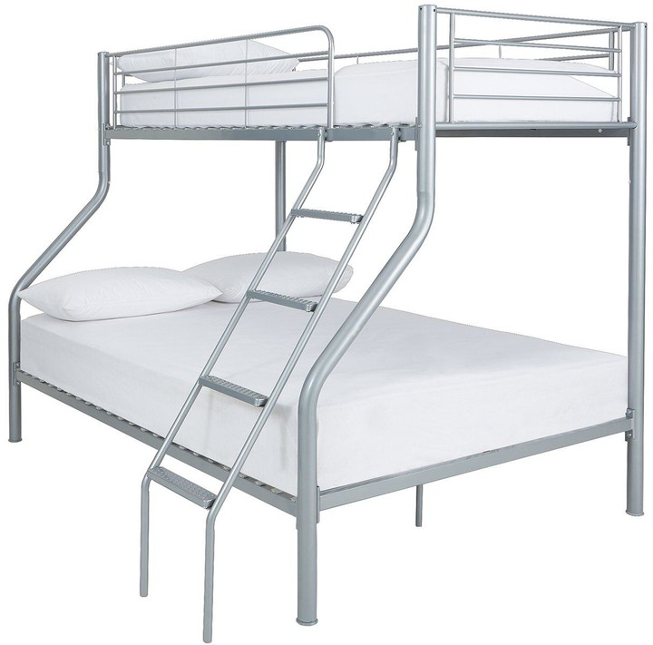 Domino Metal Trio Bunk Bed with Optional Mattresses Fitted With A Ladder And Guard Rail On The