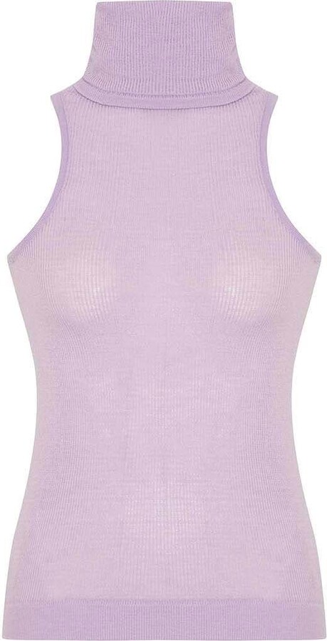 THEO The Label Nomia Sheer Knit Sleeveless Turtleneck