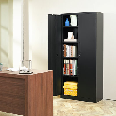 Stellweilan Tessberg Metal Storage Cabinet, Steel Locking Storage Cabinet with 2 Magnetic Doors