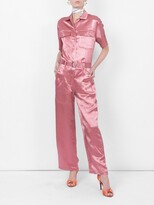 Washed Satin Button-down Jumpsuit Pin 