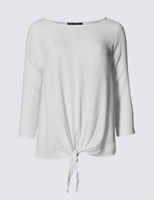 Marks and Spencer Tie Front 3/4 Sleeve Jersey Top