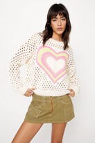 Thumbnail for your product : Nasty Gal Womens Crochet Heart Oversized Sweater