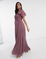 Thumbnail for your product : ASOS Maternity DESIGN Maternity Bridesmaid short-sleeved ruched maxi dress in Dusty Mauve