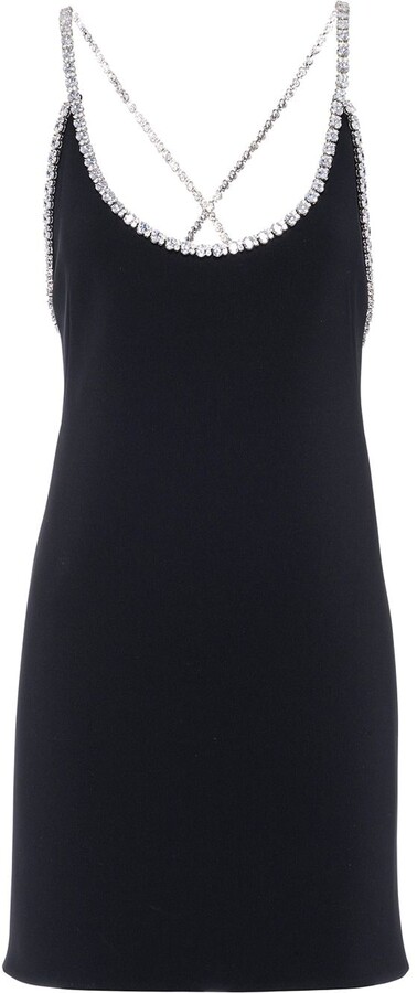 Rare MIU MIU $2875 Women's Black Long Sleeve Crystal Trim Shift Dress - NWT