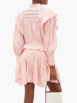 Thumbnail for your product : Etoile Isabel Marant Perla Ruffled Striped Cotton Blouse - Pink