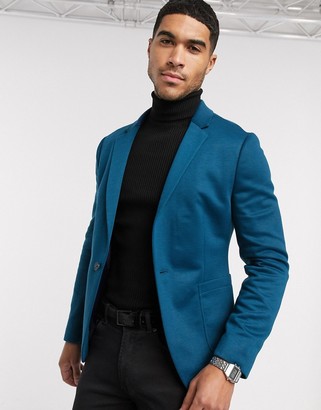 ASOS DESIGN super skinny blazer in blue jersey