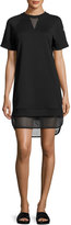 Thumbnail for your product : Moncler Short-Sleeve Mesh-Hem Dress, Black