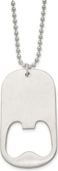 Black Bow Jewelry Co. BlackBowJewelryStainlessSteelLGFunctionalBottleOpenerDogTagNecklace22Inch