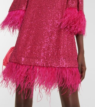 Rebecca Vallance Naomi feather-trimmed sequined minidress