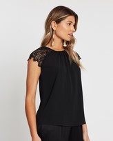 Thumbnail for your product : Atmos & Here Atmos&Here - Women's Black Lace Tops - Betty Lace Shoulder Blouse - Size 6 at The Iconic