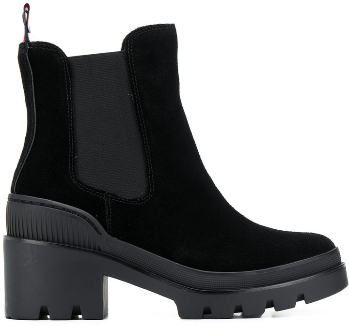 tommy hilfiger signature tape buckle biker boots