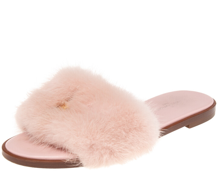 Louis Vuitton Pink Reverse Monogram Canvas Lock It Flat Slide Sandals Size  39 Louis Vuitton