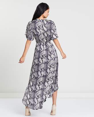 Missguided Printed Wrap Front Low High Midi Dress