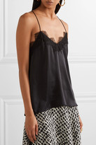Thumbnail for your product : CAMI NYC Lace-trimmed Silk-charmeuse Camisole - Black