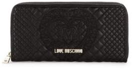 Love Moschino Embossed Faux Leather Zip-Around Wallet