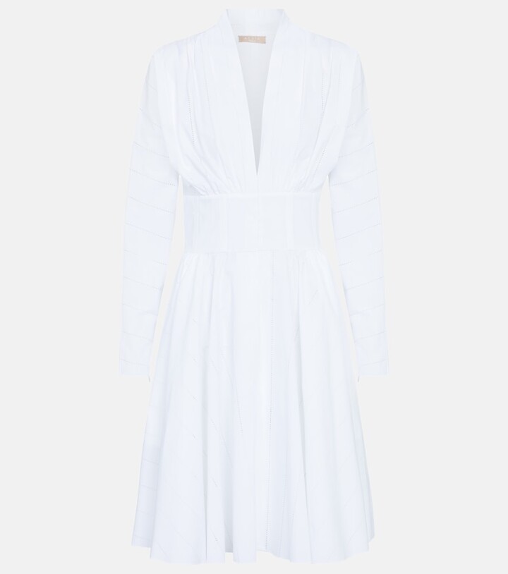 Alaia Ruched cotton poplin minidress