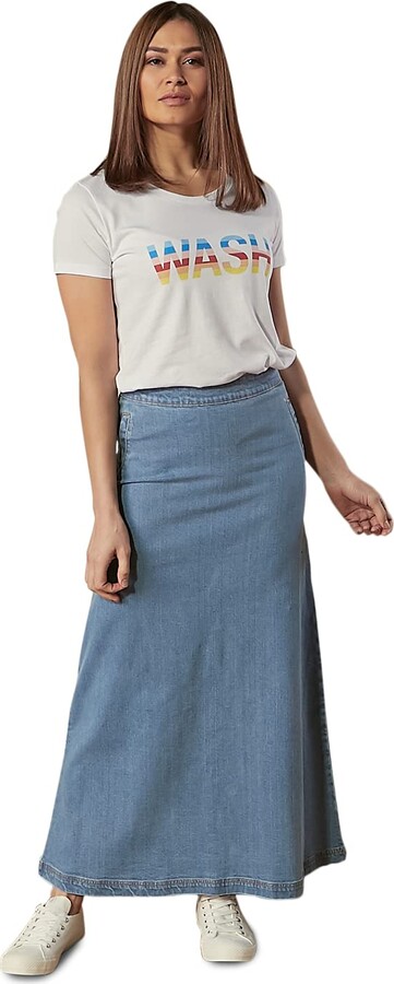 Wash Clothing Company Organic Denim Maxi Skirt with Stretch | Flared Long  Skirt | UK Sizes 10-26 (20) - ShopStyle