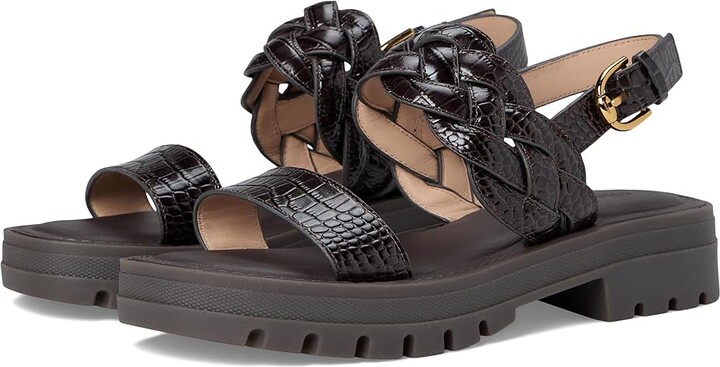Cole Haan Cressida Lug Sandal Women's Sandals Dark Chocolate Croc Print Leather : 9.5 B - Medium