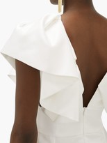Thumbnail for your product : Alexandre Vauthier Ruffled Plunge-neck Satin Mini Dress - Ivory