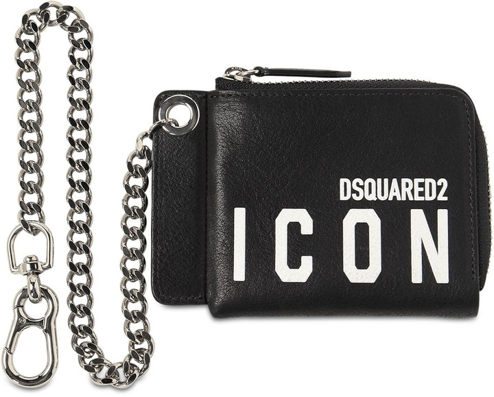 DSQUARED2 Icon Print Leather Chain Wallet - ShopStyle