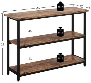 17 Stories Sofa Table Console Table With Storage Narrow Hallway Table For Entryway Space Saving 3 Tier Rustic Media Stand For Living Room Industr Shopstyle