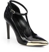 Thumbnail for your product : Jason Wu Patent Leather T-Strap Metallic Point-Toe Pumps