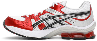 Asics White and Red Gel-Kensei OG Sneakers