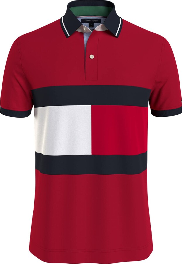 Tommy Hilfiger Men's Short Sleeve Cotton Pique Flag Graphic Polo Shirt in  Regular Fit