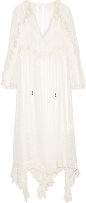 Zimmermann Divinity Lace-trimmed Embroidered Silk-georgette Midi Dress