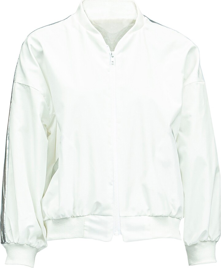 JU-NNA - Courtney - Prep Jacket W/ Silver Side Panel - White - ShopStyle